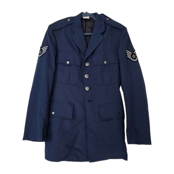 Vtf USAF US Air Force Uniform Jacket Dress Blue Military Blazer 38L Wool Blend - Picture 1 of 11